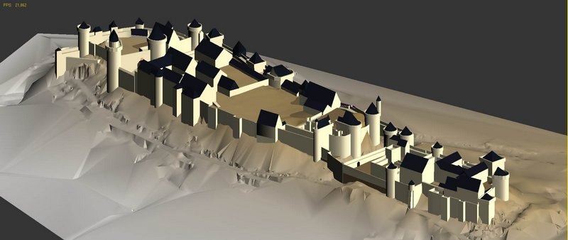 3D-reconstructie van het koninklijke fort van Chinon in de 15e eeuw